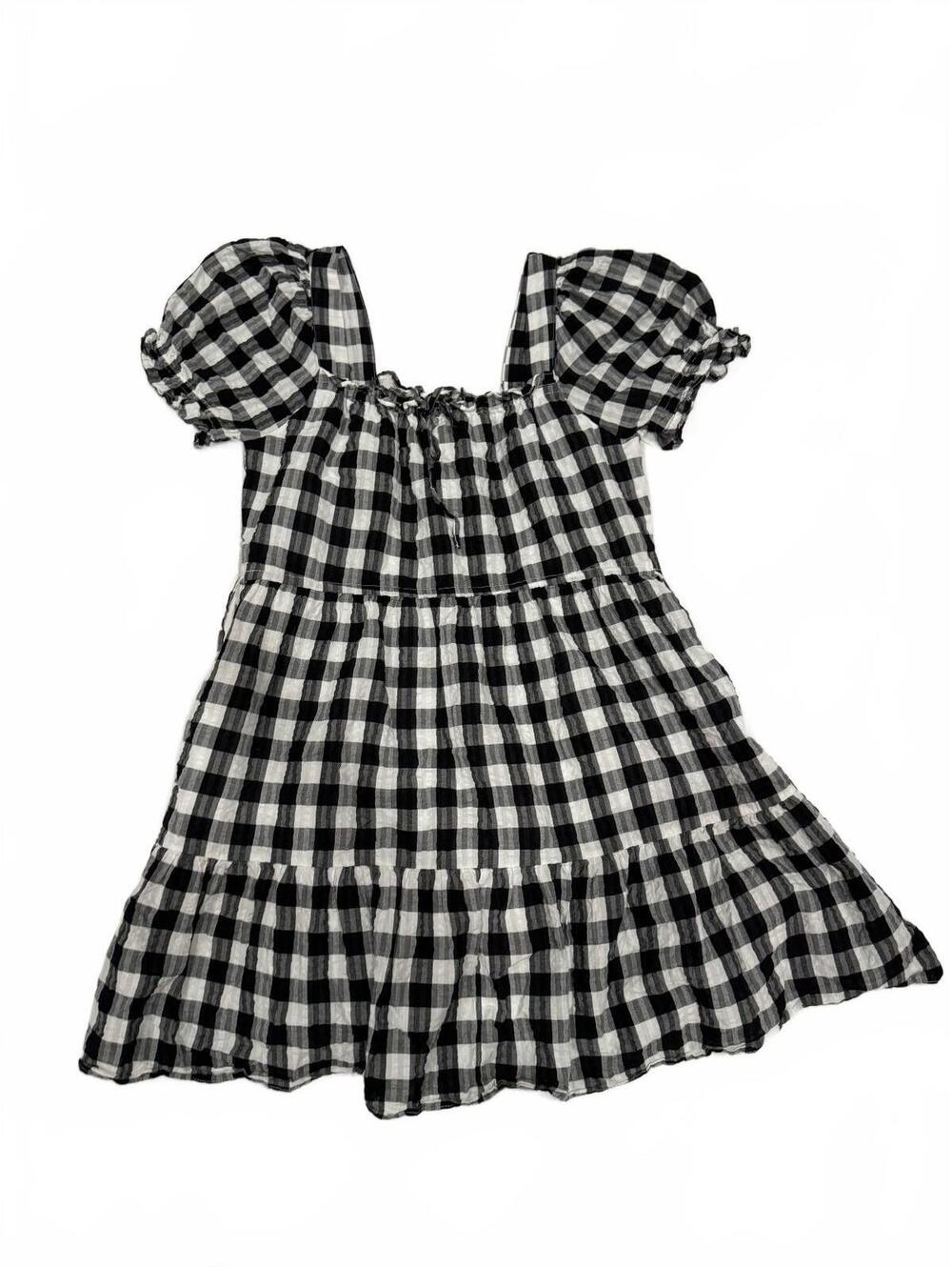 Madewell Gingham Milkmaid Babydoll Olivia Rodrigo Mini Dress Black White Small - Picture 2 of 9